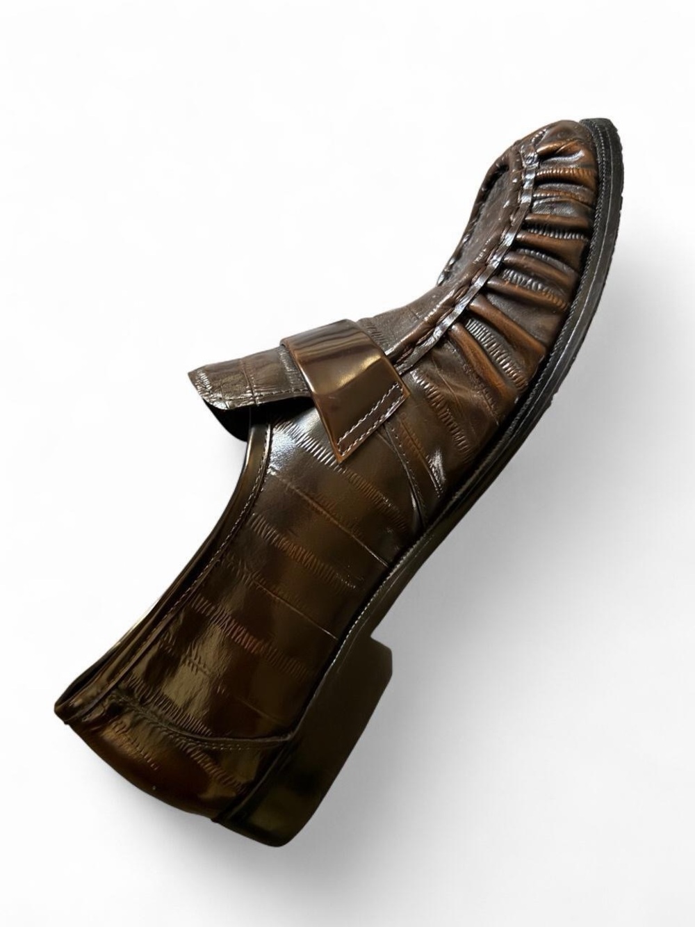 Men's Dark Brown eel Leather Slip-On Loafers